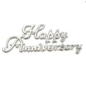 Silver Happy Anniversary Cake Topper