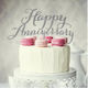 Silver Glitter Happy Anniversary Cake Topper