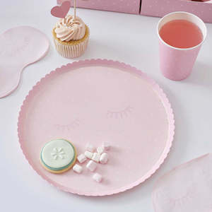 Pamper Party: Ginger Ray Pink Polka Dot Pamper Party Plates - 8 Pkt
