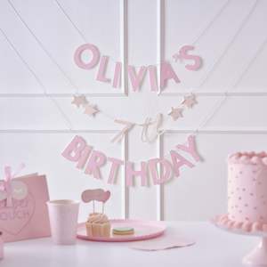 Pamper Party: Ginger Ray Customisable Name & Age Pink Birthday Bunting
