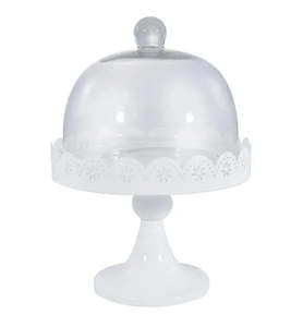 Bridal Shower Cake Decorating Baking: Doily Lace Domed Cake Stand Hire