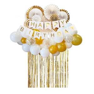 White & Gold Party Backdrop Kit