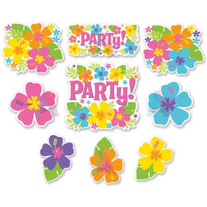 Hibiscus Cutout Decorations - 12 Pkt