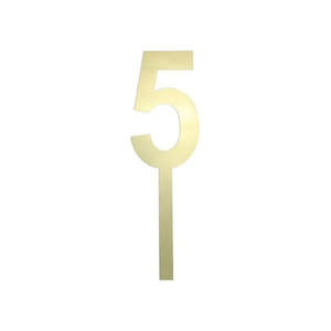 Gold Number Cake Toppers: Large Gold Mirror Number Cake Topper - 5
