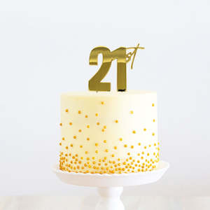 21st Gold Cake Topper