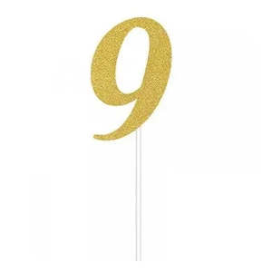 Gold Glitter Cake Topper - Number 9 CLEARANCE