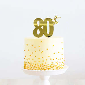 80th Gold Cake Topper