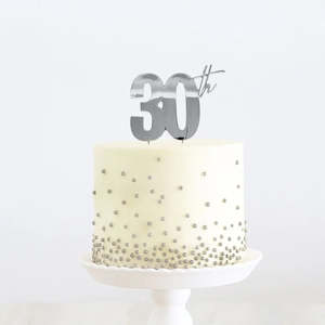 Silver Number Cake Toppers: 30th Silver Cake Topper