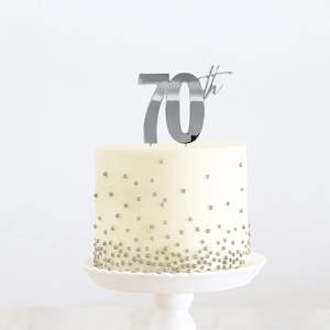 Silver Number Cake Toppers: 70th Silver Cake Topper