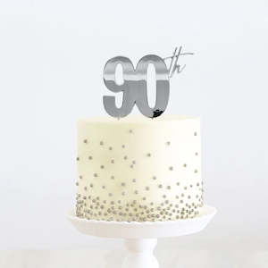 Silver Number Cake Toppers: 90th Silver Cake Topper