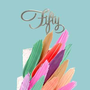 Silver Number Cake Toppers: Mirror Fifty Cake Topper