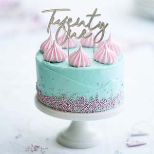 Silver Number Cake Toppers: Silver Plated Twenty One Cake Topper