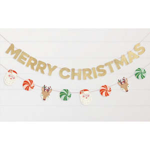 New: Gingerbread Glitter Merry Christmas Garland Set