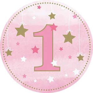 Baking Supplies: One Little Star Pink 1st Birthday Edible Icing Cake Image