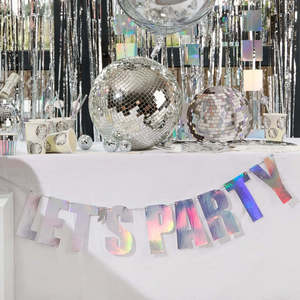 New: Disco Party Iridescent Let's Party Banner