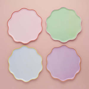 Pastel Party Supplies: Bright Banquet Plates - Dinner 8 Pkt