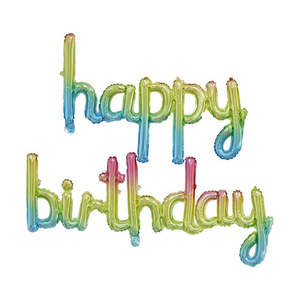 Pastel Party Supplies: Pastel Happy Birthday Script Balloon Banner Kit