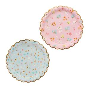 New: Ditsy Floral Tea Party Scalloped Plates - Dinner 8 Pkt