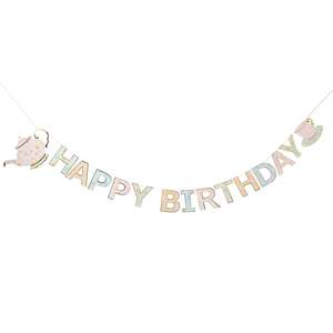 Ditsy Floral Tea Party Happy Birthday Banner