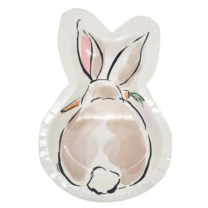 Dainty Easter Bunny Shaped Plates - 8 Pkt