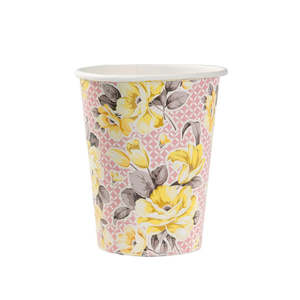 Disney Fairies Tinkerbell Party: Truly Scrumptious Yellow & Pink Floral Cups - 8 Pkt