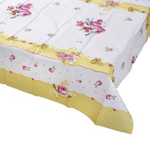 Truly Scrumptious Yellow & White Floral Paper Table Cover