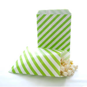Sloth Party: Green Stripe Party Bags - 12 Pkt