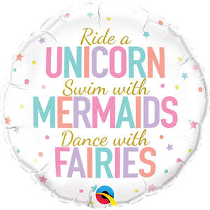 Unicorns, Mermaids and Fairies Foil Balloon