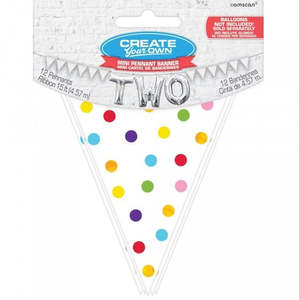 Rainbow Polka Dots Mini Pennant Banner