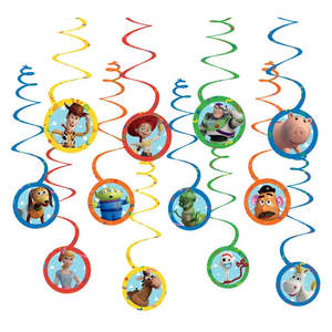 Toy Story Hanging Swirl Decorations - 12 Pkt