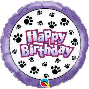 Paw Print Happy Birthday Foil Balloon
