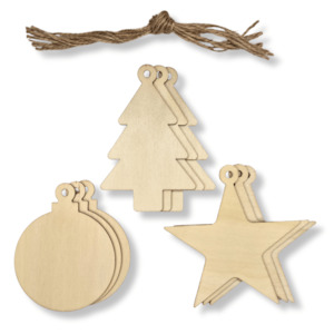Christmas Activities: Christmas Wooden Ornaments - 3 of each type - Pack of 9