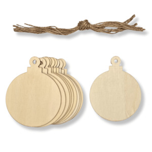 Christmas Activities: Christmas Wooden Ornament - Bauble - Pack of 10