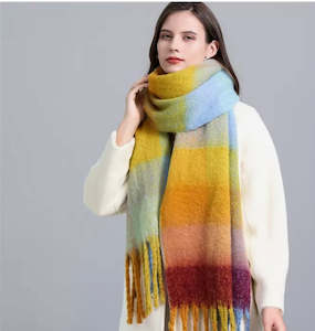 Scarf: Rainbow Cosy Scarf Blue Yellow Red