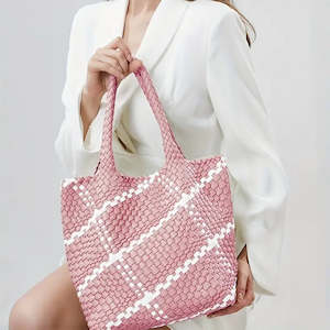 Bags Wallets: Vegan Leather Woven Tote Bag - Various Colours