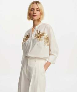 Sale: ESSENTIEL ANTWERP Fergana Embellished Cotton Shirt - Small