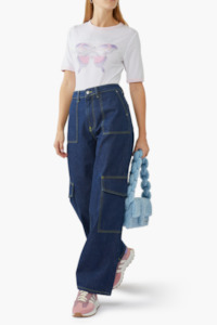 Tees: GANNI Embellished Stretch-TENCEL™ Lyocell T-shirt SzM