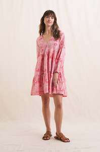 Mini: READ & BELL Sofie Rose Floral Tiered Mini Dress SzS