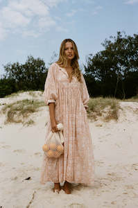 Maxi: DAUGHTERS OF INDIA Kyra Maxi Dress ~ Apricot Blush SzXL