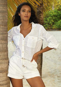 Shorts: MELISSA ODABASH Broderie Anglaise Cotton Playsuit - SzM