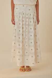 Skirts: FARM RIO White Daisy Embroidered Skirt SzS