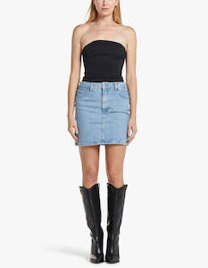 Skirts: GESTUZ  Leia Mini Skirt - Washed Blue Sz36 NZS