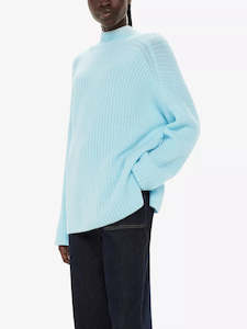 Sweaters: WHISTLES High-neck Ribbed Jumper - Pale Blue SzM