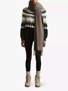 REISS Fuzzy Fairisle Jumper - Black/Camel SzS