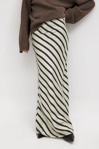 Maxi: NA-KD Bias Cut Maxi Skirt - Brown Stripe