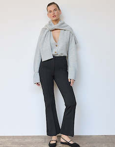 THE WHITE COMPANY V Neck Wool Blend Cardigan - Grey Marl SzM