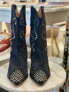 Shoes: ISABEL MARANT Duerto Studded Suede Boots - Black EU39