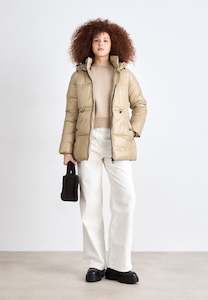 BARBOUR INTERNATIONAL Longline Puffer Jacket - Beige Sz10