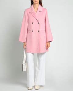 GANNI Wool Blend Double-breasted Coat - Pink  Sz38  NZ10