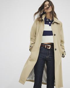 Jackets Coats: RIVER ISLAND Single Breasted Trench Coat - Beige Sz8